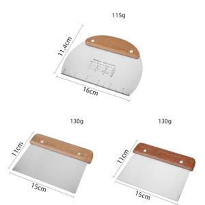 Raspadores de masa multifunción de acero inoxidable, mango de madera, cortador de Pizza, utensilios de cocina para hornear, herramientas para hornear y repostería - Product Image 4