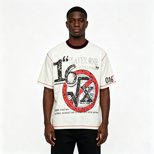 T-shirt Homme Personnalisé OEM Effet Vieilli Délavé à l'Acide Streetwear Impression Sérigraphique Coupe Oversize Boxy Courte - Product Image 4