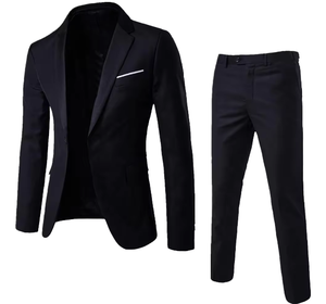 Blazer de costume homme en laine peignée perlée, respirant, à simple boutonnage et devant plat NWBX23 - Product Image 1