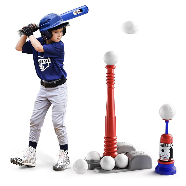 T Ball Sets for Kids Baseball Tee with Balls Adjustable Batting Tee Automatic Pitching Machine Outdoor Sport Toys