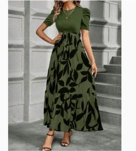 Abiti Estivi Europei e Americani da Donna 2025 con Stampa Floreale, Vita Alta, Eleganti e alla Moda, <span class=keywords><strong>Vestito</strong></span> a <span class=keywords><strong>Maniche</strong></span> Corte - Product Image 6