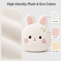Peluche Lapin Rond Personnalisée en Gros, Jouet Doux Mochi pour Décoration de Pâques, Coussin Lapin Brodé de Fleurs, OEM