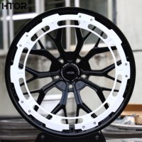Jantes forgées HTOR 21x11 pouces 5x130, finition noir brillant avec anneau blanc, compatibles avec 911 Carrera Panamera Cayenne Macan Taycan Cayman GTS