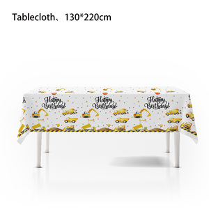 Máy xúc xây dựng dùng một lần Bộ đồ ăn đặt giấy tấm ly Khăn ăn ống hút bé tắm bên trang trí - Product Image 6