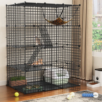 Cage pliable de luxe robuste pour chat et chien, avec toit ouvert, roues, fermeture à sangle et plateau métallique