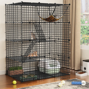 Gaiola Dobrável de Luxo para Gatos e Cães, Resistente, com Teto Aberto, Rodas, Fecho de Cinto e Bandeja de Metal - Product Image 5