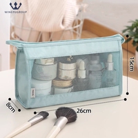 Sac de toilette portable pour femme avec logo personnalisé, couleur unie, grande capacité, sac à maquillage