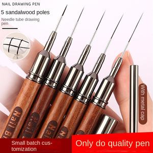 Tube d'aiguille d'art d'ongle de bois de santal ensemble de stylo de traction en bois extrêmement fin avec la forme de cheveux plats pour le pinceau peint spécial d'art d'ongle - Product Image 4