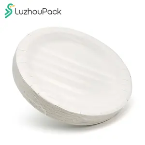 LuzhouPack Cheap Custom Printed 6 9 10 12 Inch Eco Friendly Compostable Restaurant Party Kraft Disposable Paper Dish Plates