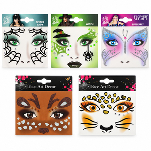 Pegatinas Faciales de Gema con Diseño de Bruja, Araña y Mariposa - Estilo Sencillo con Estampado de Leopardo para Maquillaje y Tatuajes de Fiesta de Halloween - Product Image 5