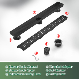 Desagüe de Ducha Lineal Moderno de 24 Pulgadas, Negro Mate, Acero Inoxidable 304, Desagüe de Piso para Baño de Hotel, Desagüe de Ducha Rectangular de 600 mm - Product Image 3
