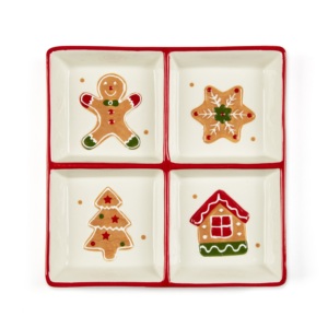 Piatto di Servizio in Ceramica Excelsa 20x20 Cm, Design Multicolore a Forma di Pan di Zenzero, Stoviglie per Feste - Product Image 2