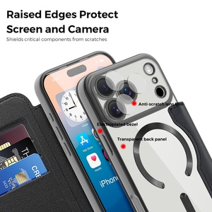 时尚钱包磁性防震保护iPhone 17 Pro Max 16 15透明后盖皮革翻盖2合1盒 - Product Image 5