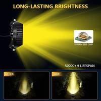 Phare de travail LED 7 pouces 50W, éclairage 3 côtés, clignotant DRL, pour véhicules tout-terrain 4x4, VTT, 3500K 6000K, faisceau combiné auxiliaire de conduite