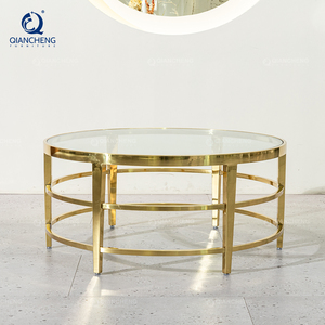 China sala de estar fabricante proveedor dorado Oficina <span class=keywords><strong>Centro</strong></span> <span class=keywords><strong>Mesa</strong></span> Hotel vestíbulo <span class=keywords><strong>centro</strong></span> redondo oro Barel vidrio <span class=keywords><strong>mesa</strong></span> de <span class=keywords><strong>centro</strong></span> - Product Image 3