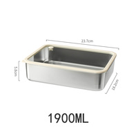 TIANXING Boîte de stockage alimentaire hermétique en acier inoxydable de 0.7 à 1,9 L pour la préparation des repas avec couvercle en silicone