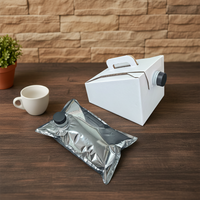 Sac de distribution de liquide BIB multi-tailles, différents robinets disponibles, peut être associé à un carton extérieur pour l'emballage de liquides alimentaires