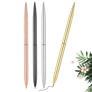 Slim Metal Pen Thin Ball Cheap Low Price Promotional Pens Custom Logo Twist Unique Premium Gold Ballpoint Rose Black White