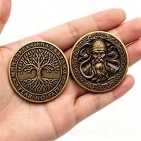 Pièce de collection Viking Arbre de Vie Yggdrasil, Guerrier Nordique, en métal émaillé dur, électroplaqué, gravée double face, jeton de poche