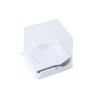 Wholesale Transparent Square Pet Plastic Clear Small Mousse <b>Cake</b> <b>Box</b> Triangle <b>Wedding</b> Dessert <b>Cake</b> Slice <b>Box</b> With Fork - Product Image 1