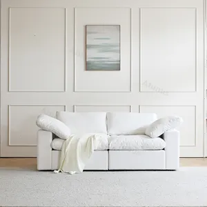 Atunus Bắc Âu Scandinavian Modular cắt loveseat SOFA PHÒNG KHÁCH đồ nội thất màu be vải xuống tình yêu ghế sofa Ghế bộ