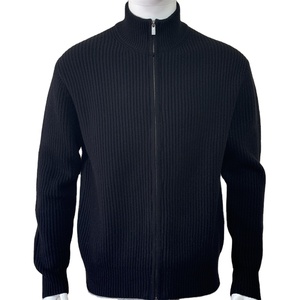 Classico Cardigan Invernale Traspirante con Cappuccio e Zip a Maglia Grossa in 100% Lana Merino da Uomo - Product Image 1