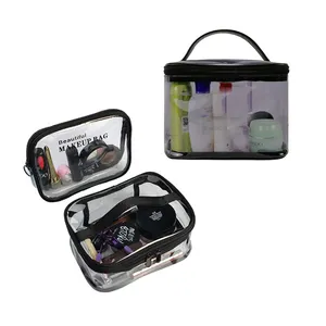 OEM/ODM 소형 사각 반투명 재사용 가능 EVA 플라스틱 지퍼백 화장품 여행용 의류 가방 투명 PVC 파우치 - Product Image 1