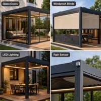 Pergola motorisée en aluminium, à lames orientables électriques, imperméable, résistante aux intempéries, avec télécommande, pour terrasse et jardin, pour espaces extérieurs
