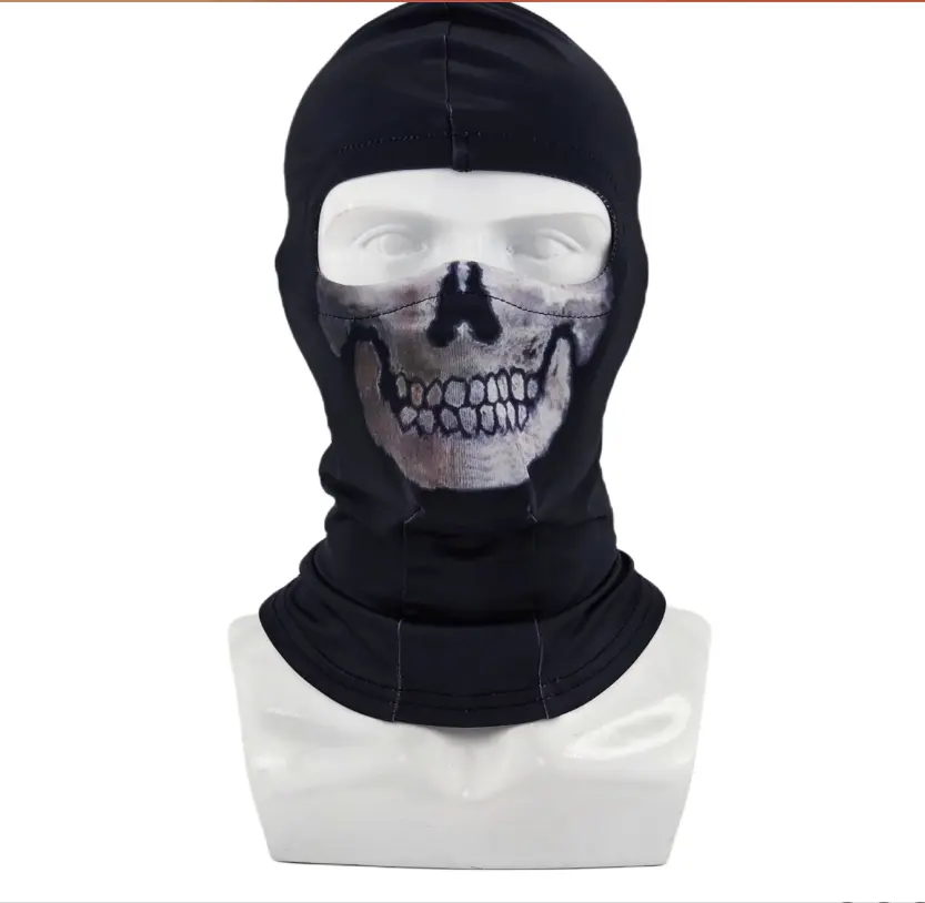 Masques complets respirants fantôme imprimé masque capot pour cyclisme moto Halloween fête Cosplay accessoires noir