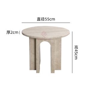 Ensemble de <span class=keywords><strong>table</strong></span> basse et <span class=keywords><strong>table</strong></span> d'appoint <span class=keywords><strong>en</strong></span> <span class=keywords><strong>travertin</strong></span> nordique contemporain pour les espaces de <span class=keywords><strong>salon</strong></span> commerciaux Tables rondes Wabi Sabi - Product Image 6