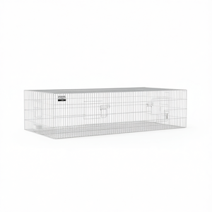 Jaula para conejos de hierro galvanizado plateado de 86.6x43.3x21.7 pulgadas para mascotas, con puerta horizontal deslizante, resistente y duradera. - Product Image 1