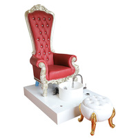 Fauteuil de pédicure de luxe style trône royal, dossier haut, sculpté à la main en or, station de salon de style victorien pour club VIP