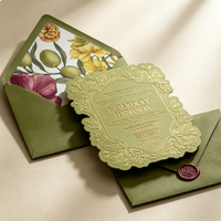 Carte de vœux en papier d'art gaufré avec impression numérique couleur, invitation de mariage, design de motif en relief 3D de luxe, haute qualité, épaisse