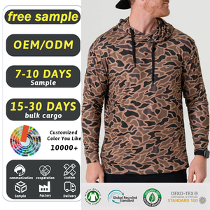 Felpa con Cappuccio Mimetica da <span class=keywords><strong>Uomo</strong></span> per Pesca e Caccia, Asciugatura Rapida, Protezione UV, Traspirante, Leggera, per Sport all'Aperto - Product Image 2