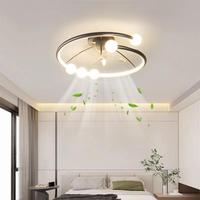 Ventilateur de plafond moderne en métal avec télécommande LED, 6 vitesses, à intensité variable, faible bruit, pour salle de bain, salle à manger, chambre à coucher