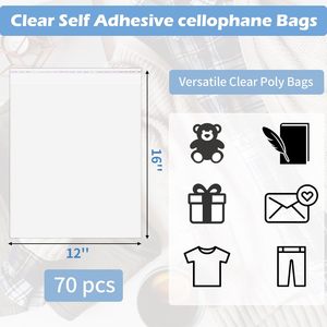 Sacs en polyéthylène transparents refermables 12x16 pouces pour le rangement et la protection des vêtements, organisateur de placard, anti-poussière, sac à chemises - Product Image 2