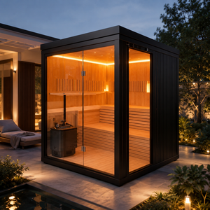 Sala Finlandesa para Exteriores HG con Vidrio Panorámico, Iluminación LED, Barra de Oxígeno y Ensamblaje Modular - Product Image 1