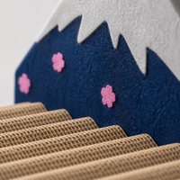 YAOYUE Griffoir pour chat Mont Fuji avec fleurs de cerisier roses, papier ondulé bleu marine, 50x35x37cm, design d'angle