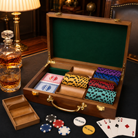 Boîte de rangement pour jetons de poker en bois de qualité supérieure avec 5 plateaux, capacité de 500 jetons, pour soirées casino et accessoires de jeu de poker à domicile