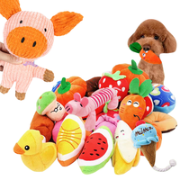 Jouets pour animaux de compagnie durables et résistants à la mastication, qui grincent, respectueux de l'environnement, 100% avec peluche d'animaux de dessin animé de fruits pour chiens