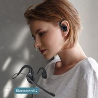 Audífonos Deportivos Inalámbricos de Oído Abierto Bluetooth 5.0 a Prueba de Agua con Gancho para la Oreja y Banda para el Cuello con Micrófono