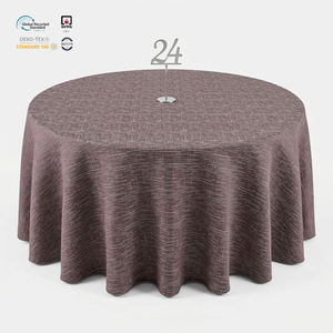 Mantel Redondo Lavable de 132 Pulgadas, Jacquard Floral Dorado, Poliéster Resistente al Calor, Personalizable, Elegante, para Eventos de Catering - Product Image 1