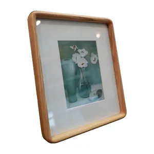 Moda Estilo Europeu Cor Marrom Borracha Madeira Photo Frame Tamanho Personalizado Moldura De Madeira Sólida para Decoração Desktop