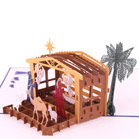 Joyeux Noël, Jésus chrétien dans la crèche, scènes de la Nativité, carte pop-up 3D en papier, 5x7 pouces, personnalisable