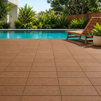 Papan Dek WPC Anti-Selip Tahan Air Tahan UV Berpinggir Persegi Sistem Interlocking Berongga Co-Extruded Motif Kayu untuk Taman Kolam Renang