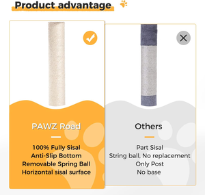 Poste y Almohadilla Rascadora para Gatos, Postes y Almohadillas Rascadoras Cubiertos de Sisal con Pelota de Juego, Ideal para Gatitos y Gatos - Product Image 6