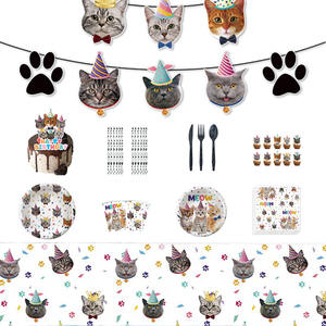 Vajilla de Papel para Fiesta Temática de Gatos y Mascotas, Suministros para Fiestas, Juegos de Platos de Papel Desechables, Decoración de Pancartas - Product Image 1