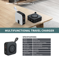 Banque d'alimentation portable 10000mAh 5 en 1 Chargeur mural sans fil Interface d'entrée USB Type-C Accessoire de voyage multifonctionnel - Li-polymère