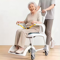 Chaise de Douche et de Toilette Tout-en-un Intérieur/Extérieur pour Fauteuil Roulant, en Plastique PP et Alliage d'Aluminium, Capacité 136 kg