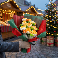 Bouquet de fleurs en crochet rouge pour Noël, fleurs artificielles en tricot pour bouquet de mariée, cadeau de remise de diplôme et décoration de maison pour les fêtes